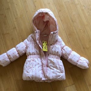 Famuka pink fleece lined winter coat. Toddler girl